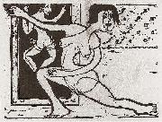 Practising dancer - Wood-cut, Ernst Ludwig Kirchner